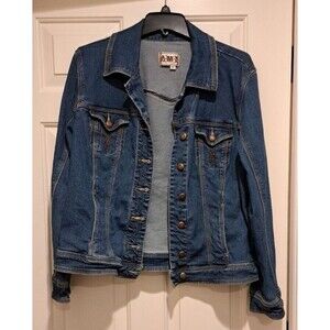 AMI Blue Denim Jean Jacket Western, Button Up, Button Pockets Womens XL
